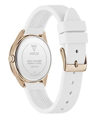 Guess Women's Glitz Rose Gold-Tone Stainless White Pink Silicone Watch, 34mm