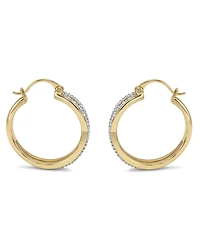 And Now This Crystal Small Crossover Hoop Earrings, 0.95" Silver Plate or Gold