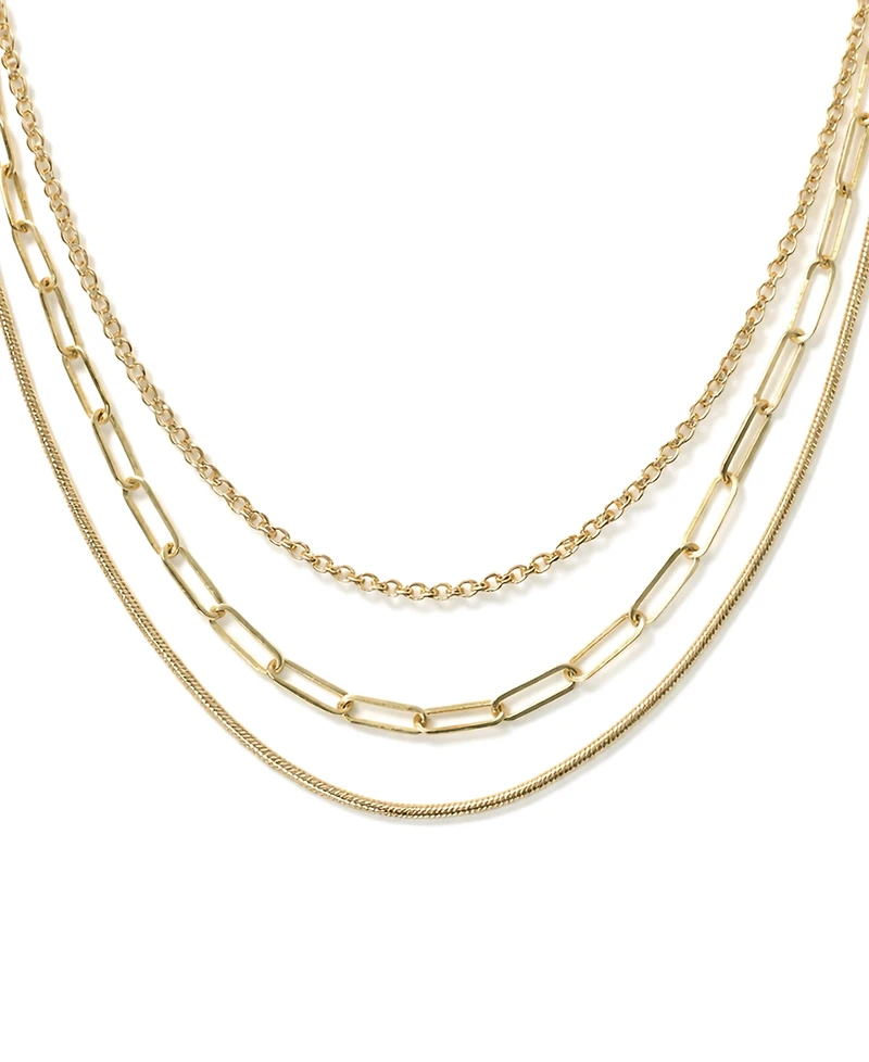 And Now This Triple Row 16" Chain Necklace Silver Plate or Gold