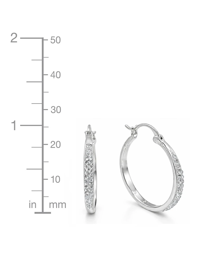 And Now This Clear Crystal C Hoop & Click Top Earring Set Gold Plate or Silver