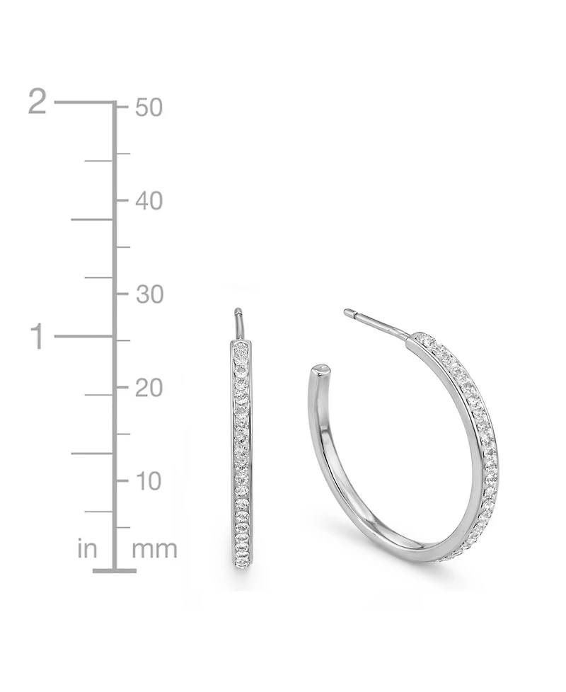 And Now This High Polished Clear Crystal Duo C Hoop Earring Pair, Gold Plate and Silver Plate