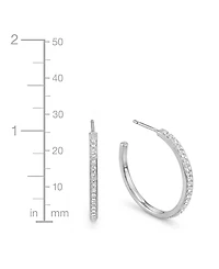 And Now This High Polished Clear Crystal Duo C Hoop Earring Pair, Gold Plate and Silver Plate