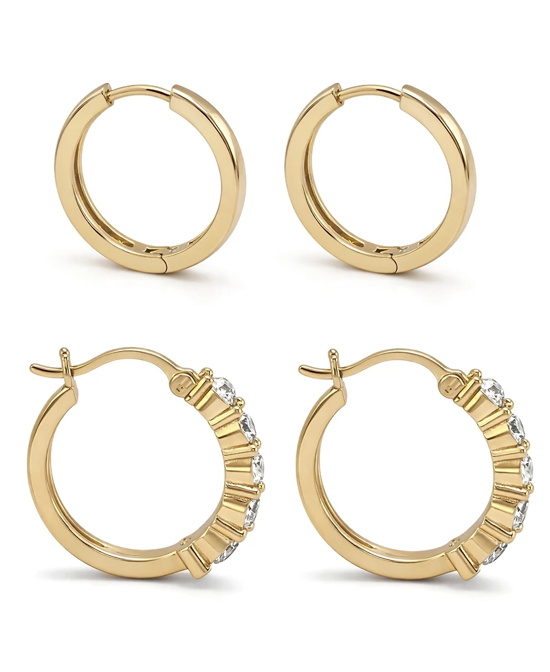 And Now This Crystal 18K Gold Plated Duo Hoop Earring Set
