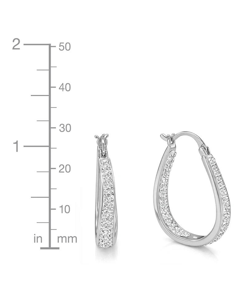 And Now This Crystal & Out Teardrop Hoop Earrings Silver Plate, Gold-Plate or Rose Gold Plate