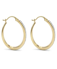 And Now This Crystal Tapered Hoop Earrings Silver-Plate, 1.2"