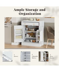 Rainsken Modern Kitchen Pantry, Buffet Food Storage, Coffee Bar Cabinet with Drawer, 2 Adjustable Shelves and 2 Door Shelves for Dining Room