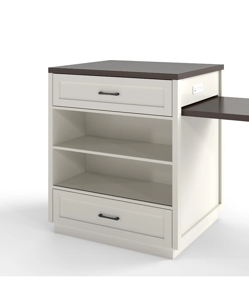 Streamdale Furniture Extendable Kitchen Island with Storage and Power Outlet