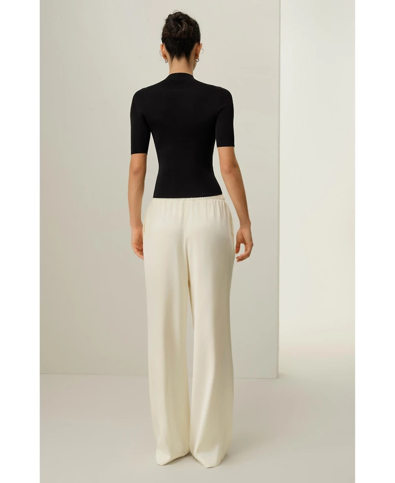 Lilysilk Women's Seamless Silk-Cotton Slim-Fit Knit Top