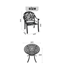 Clihome 3-Piece Outdoor Bistro Table Set Cast Aluminum Patio Furniture Table Set