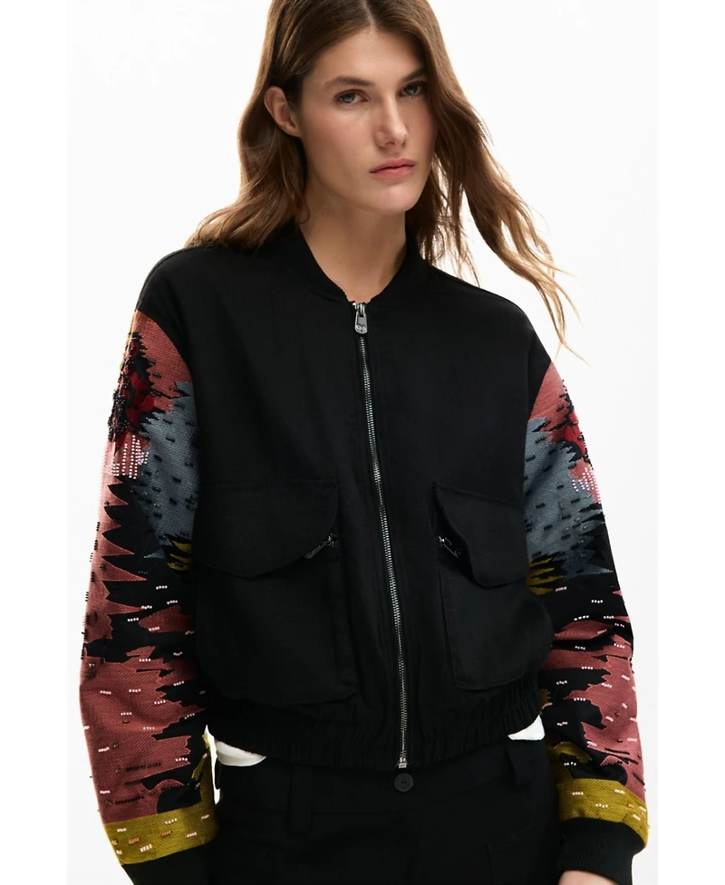 Desigual Women's Jacket Sleeves Patch