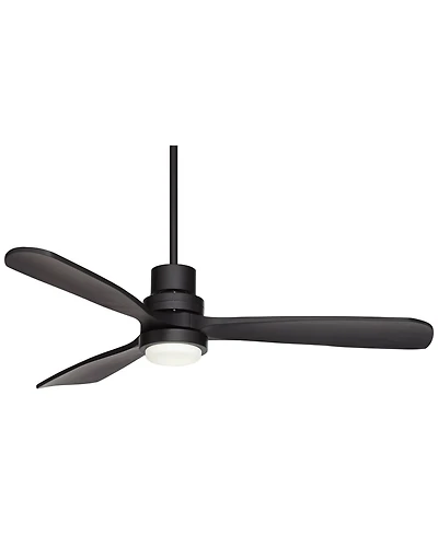 Casa Vieja 52" Delta Dc Modern Indoor Outdoor Ceiling Fan 3 Blade Cct Led Light Remote Control Matte Black Finish Bedroom Dc Motor