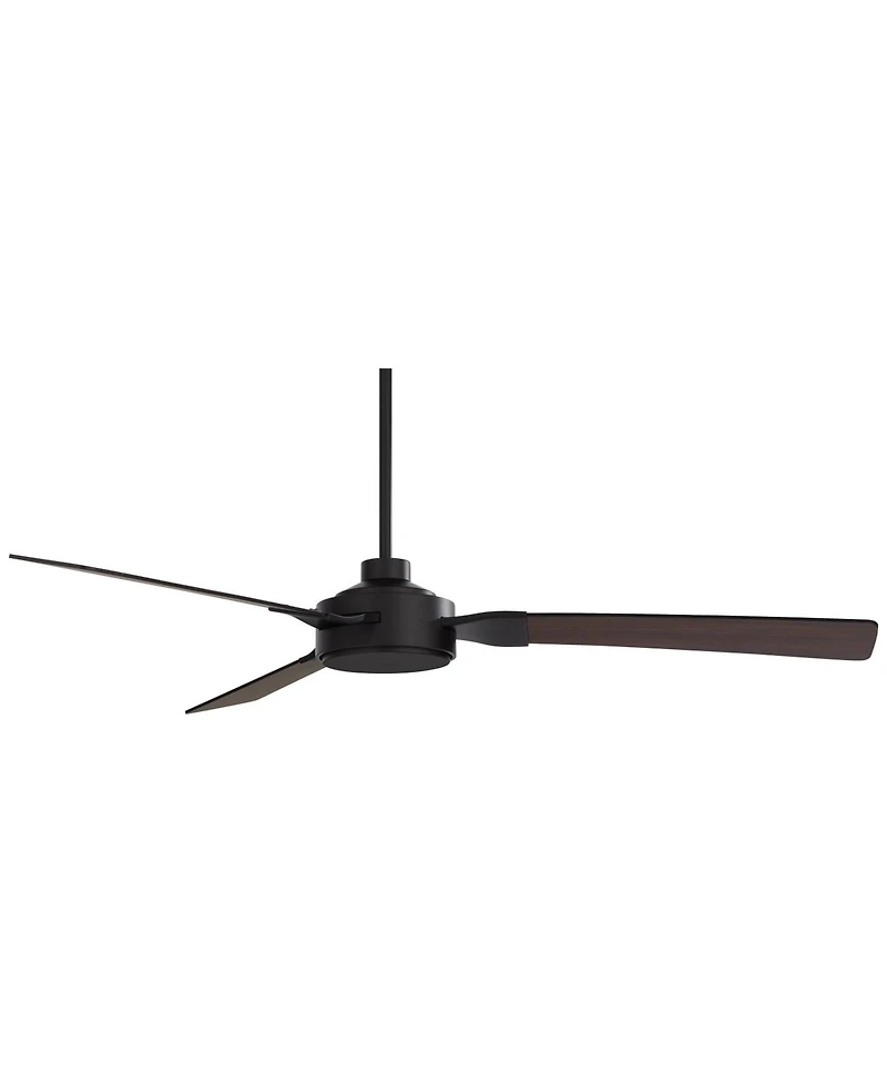 Casa Vieja 60" Invictus Indoor Outdoor Ceiling Fan 3 Blade Remote Control Matte Black Finish Dark Walnut Wood Finish Blades Damp Rated