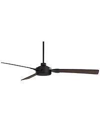 Casa Vieja 60" Invictus Indoor Outdoor Ceiling Fan 3 Blade Remote Control Matte Black Finish Dark Walnut Wood Finish Blades Damp Rated