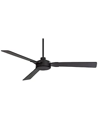 Casa Vieja 60" Invictus Indoor Outdoor Ceiling Fan 3 Blade Remote Control Matte Black Finish Dark Walnut Wood Finish Blades Damp Rated