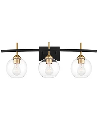 360 Lighting Modern Wall Light Sconce Black Gold Hardwire 27" 3-Light Fixture Clear Glass Globe for Bedroom Bathroom Vanity Home