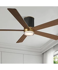 56" Casa Vieja Vex Matte Black Led Hugger Ceiling Fan with Remote