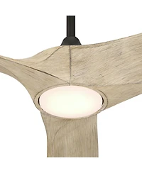 Casa Vieja 54" Kona Wind Matte Black and White Oak Led Ceiling Fan