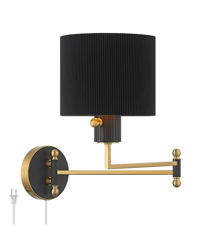 Possini Euro Design Possini Euro Rumi 13 1/4"H Gold and Black Swing-Arm Plug-In Wall Lamp
