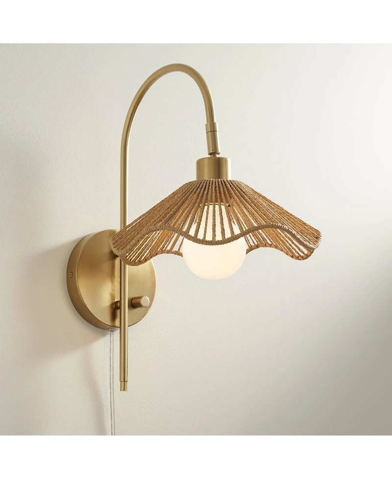 Possini Euro Design Possini Euro Primrose 17 1/4" H Brass Plug-In Wall Lamp Set of 2