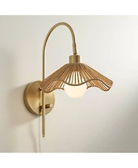 Possini Euro Design Possini Euro Primrose 17 1/4" H Brass Plug-In Wall Lamp Set of 2