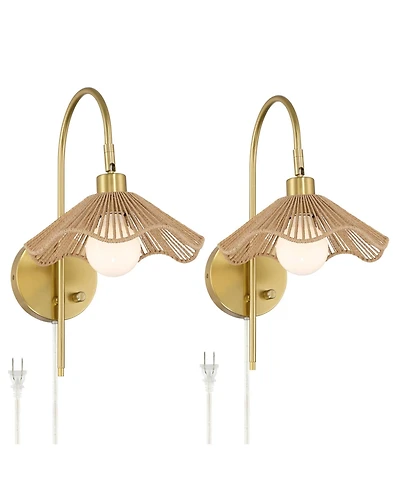 Possini Euro Design Possini Euro Primrose 17 1/4" H Brass Plug-In Wall Lamp Set of 2