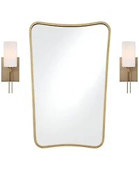 Possini Euro Design Bath Kit: Possini Euro Ludlow Wall Sconces w/ Uttermost Segundo Wall Mirror