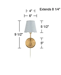 Possini Euro Design Ophelia 9 1/2"H Warm Brass Plug-In Wall Sconce with Scallop Shade