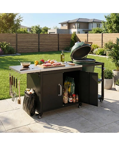 Streamdale Furniture Outdoor Grill Cart with Storage and Drop Leaf for Big Green Egg