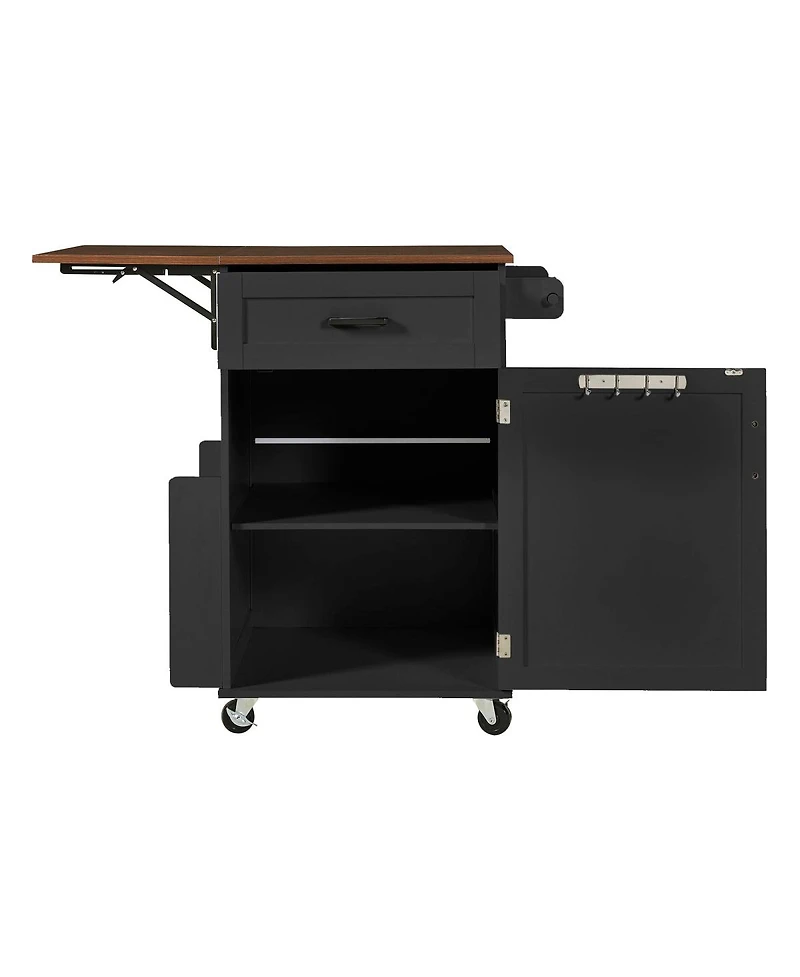 Streamdale Furniture Farmhouse Kitchen Island Drop Leaf, Storage