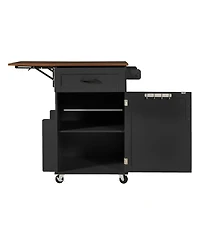 Streamdale Furniture Farmhouse Kitchen Island Drop Leaf, Storage