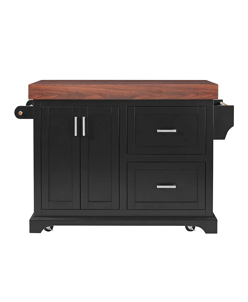 Streamdale Furniture 53" Rolling Kitchen Island with Storage, Spice Towel Racks
