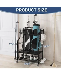 Golf Bag Storage Rack with Wheels