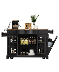 Streamdale Furniture Rolling Kitchen Island Trash, Power