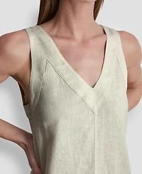 Dkny Linen V-Neck Maxi Dress