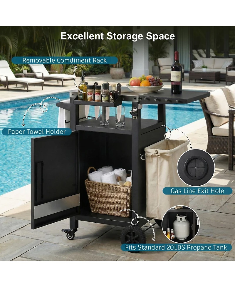 Streamdale Furniture Outdoor Grill Cart Storage and Wheels