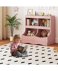 Gouun Toy Storage Organizer 4- Cubby Kids Bookcase for Toys and Books, 26.5" x 16" x 24.5"