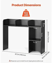 Gouun Desktop Bookshelf, 2-Tier Desktop Storage Organizer Office Storage Rack Wood Display Shelf, Desktop Bookshelf Hutch with Anti