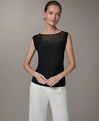 Donna Karan New York Petite Crewneck Sleeveless Sweater Top