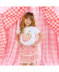 Sweet Wink Little Girls Strawberry Patchwork Short Sleeve T-Shirt