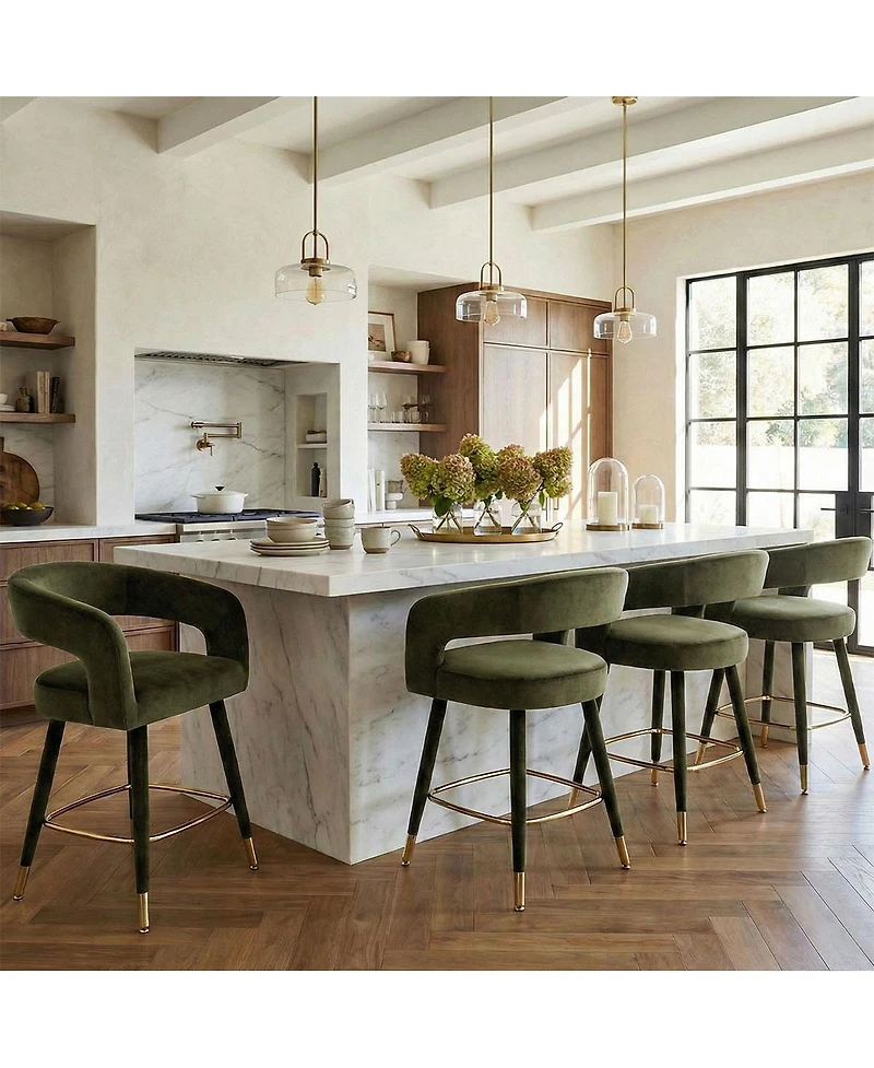 Maison Boucle Counter Height Stools with Arms for Kitchen Island, 2PK