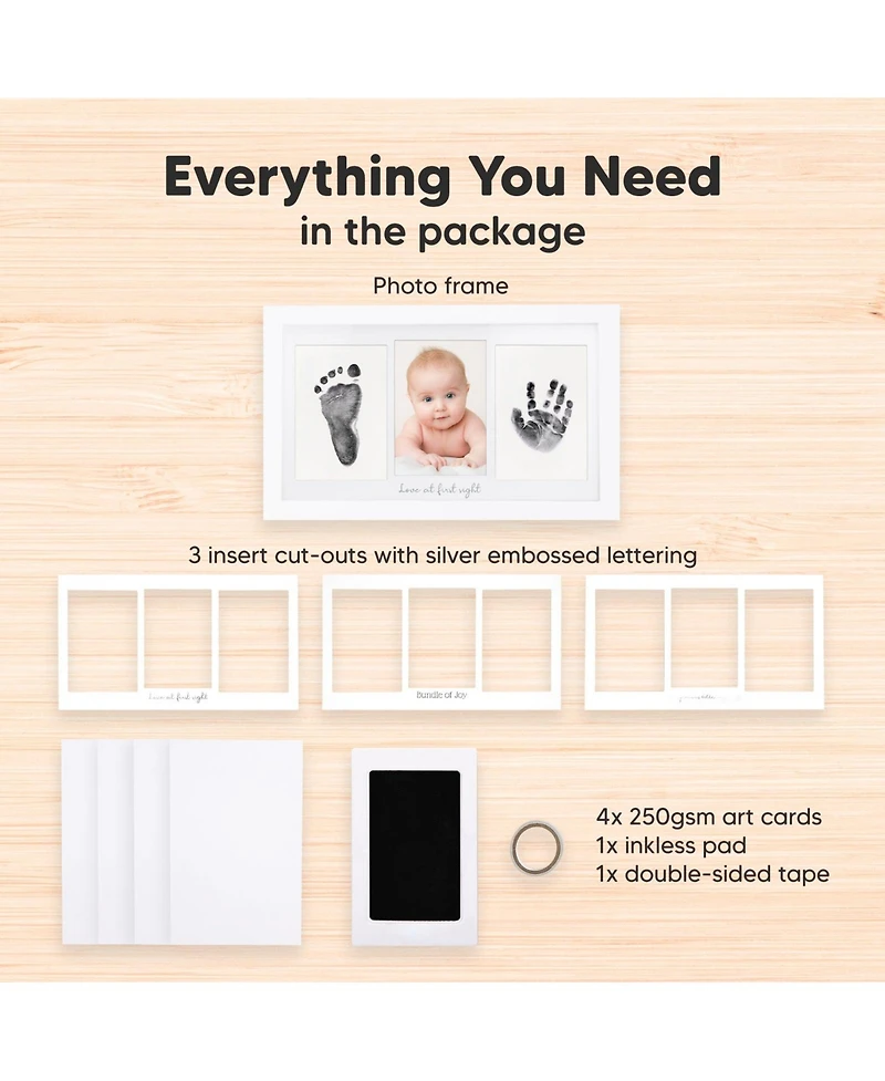 Inkless Baby Hand And Footprint Kit Frame, Mess Free Picture Frame for Newborn