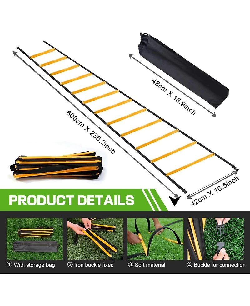 Happy Jump Agility Ladder 12 Rung 20 Ft Speed Training Ladder Drill Sports Workout Equipment for Football Soccer Footwork Exercise