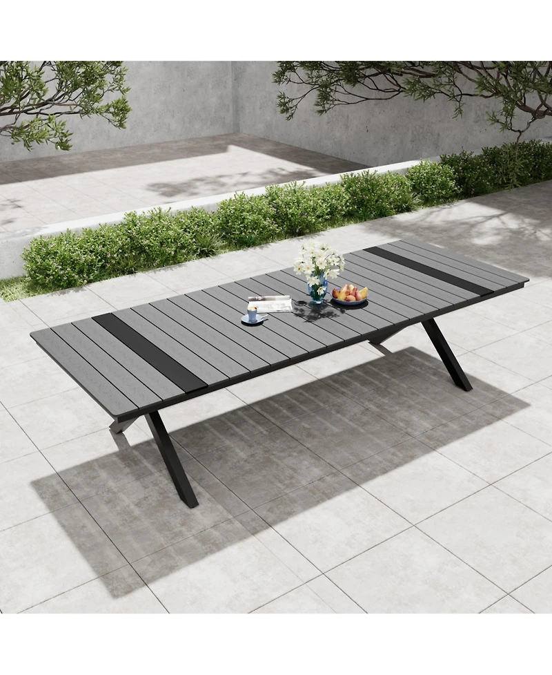 Pellebant 118'' All-Weather Aluminum X-shaped Outdoor Patio Dining Table