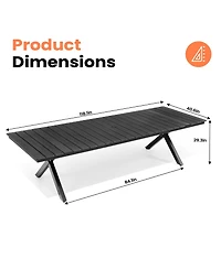 Pellebant 118'' All-Weather Aluminum X-shaped Outdoor Patio Dining Table