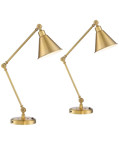 360 Lighting Wray Modern Adjustable Desk Lamps with Usb Port, Set of 2, 26 3/4" Tall