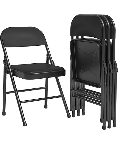 gaomon 8-Pack Metal Folding Chairs, Padded Seat and Back, Heavy Duty Steel, 350 lb Stackable, Office/Event