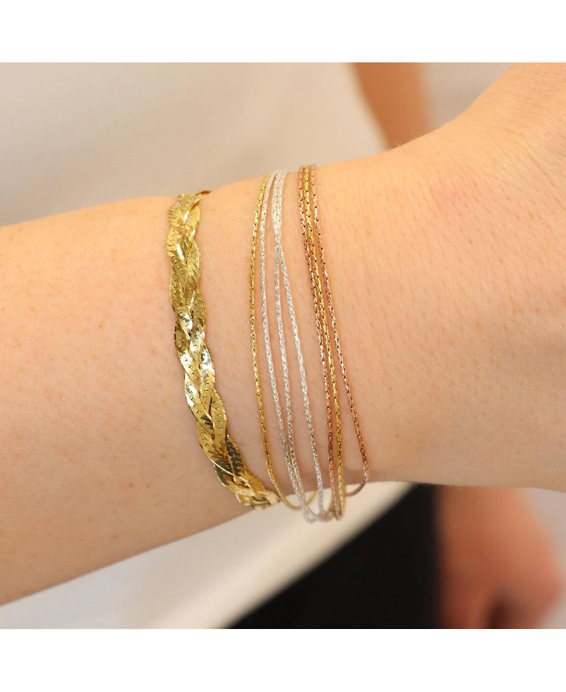 The Lovery Braided Herringbone Bracelet 14K Gold-Plated Sterling Silver