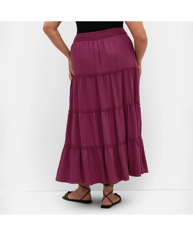 City Chic Women's Boho Tiered Maxi Skirt
