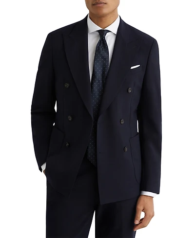 Reiss Men's Tailored-Fit Double-Breasted Textured Suit Blazer