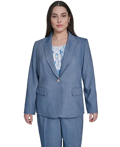 Calvin Klein Plus Size One-Button Notch Collar Jacket